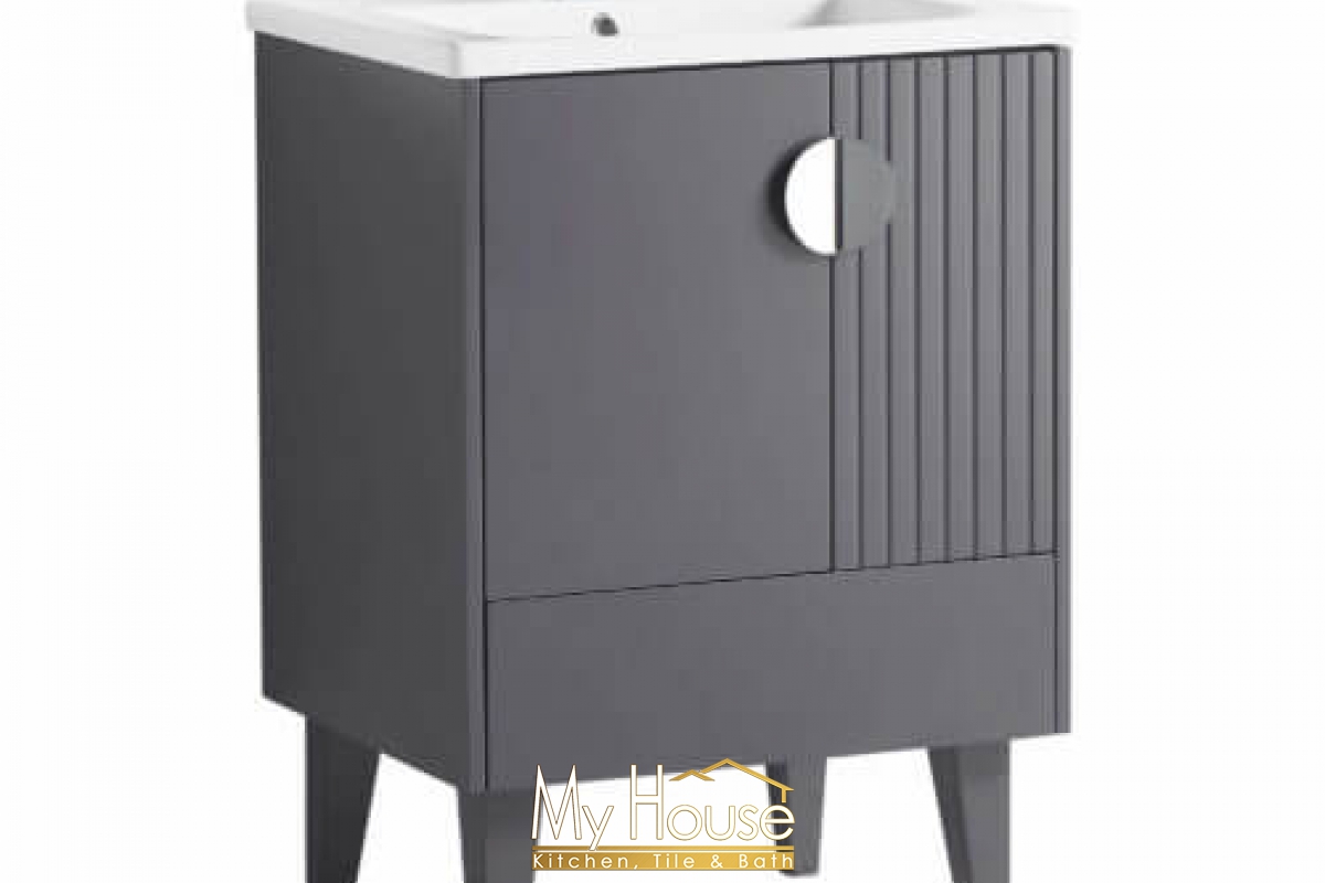 Fine Fixtures Venezian 24inch Rocky Gray Polished Chrome Vanity