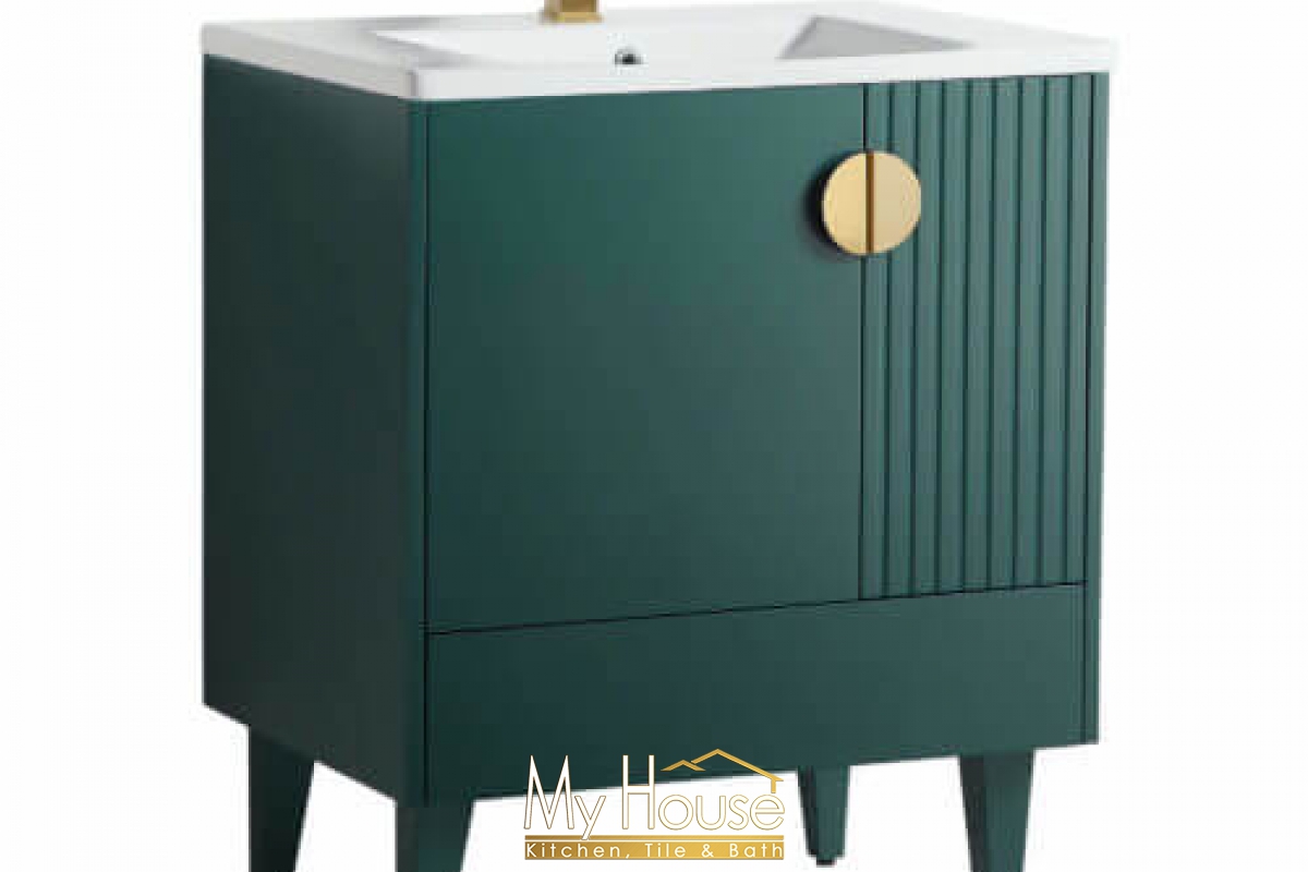 Fine Fixtures Venezian 30inch Green Satin Brass Vanity