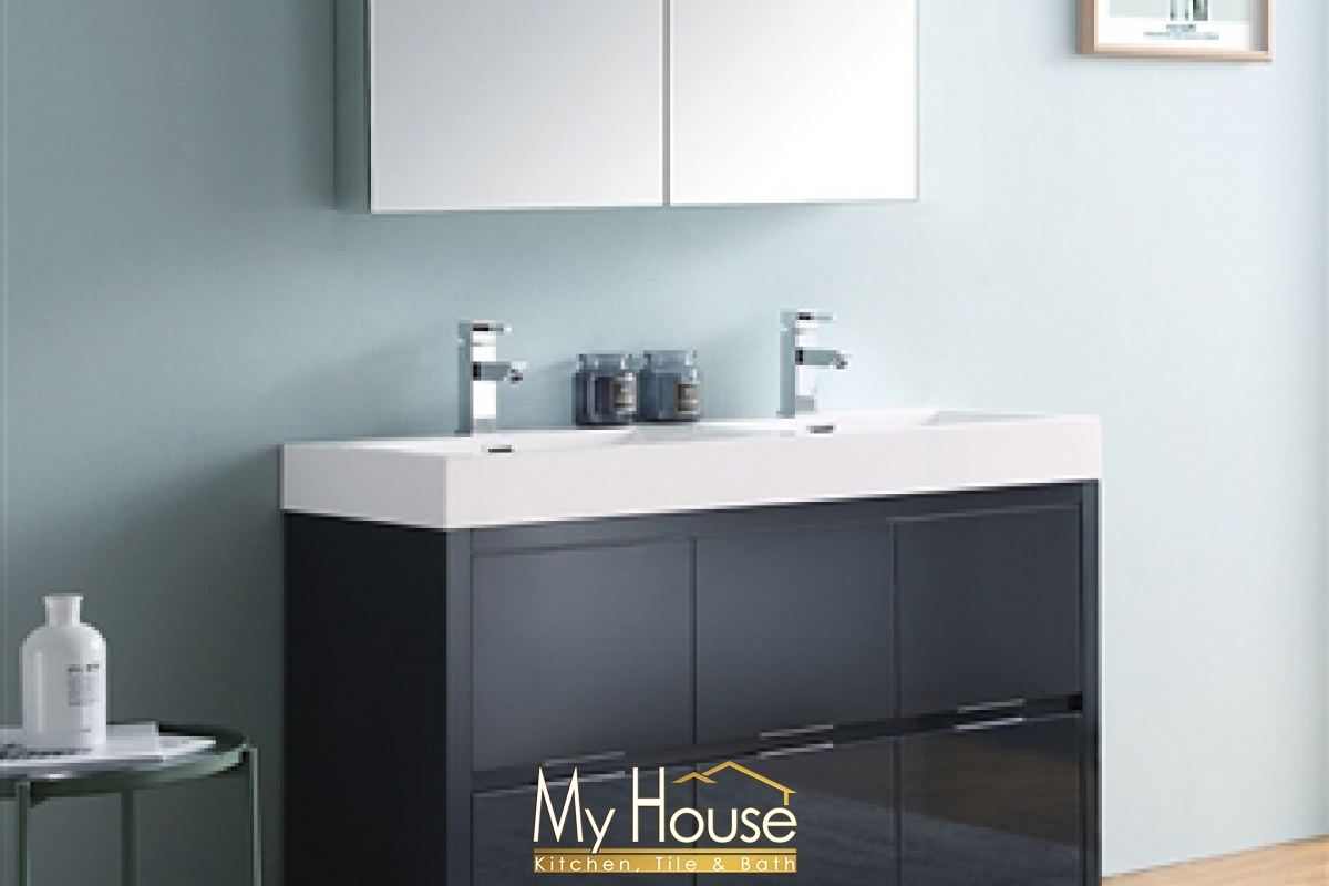 Fresca 48 Double Senza Valencia Dark Slate Gray Vanity