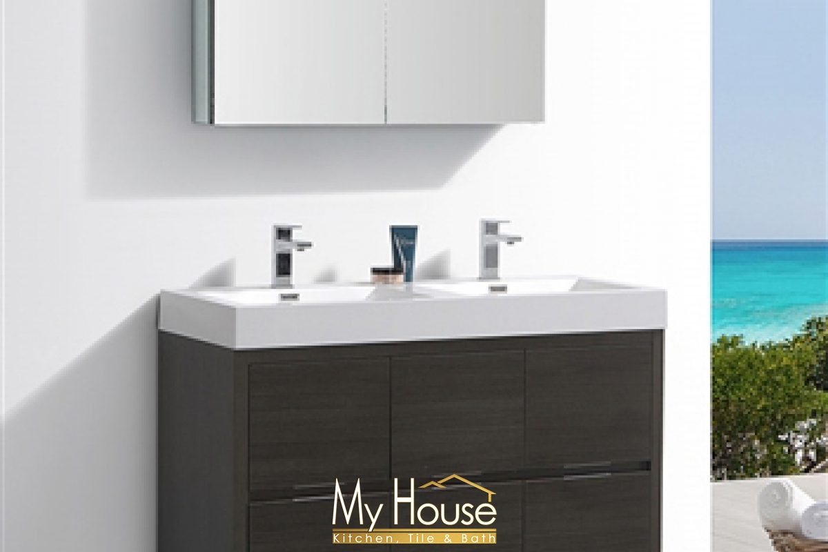 Fresca 48 Double Senza Valencia Gray Oak Vanity