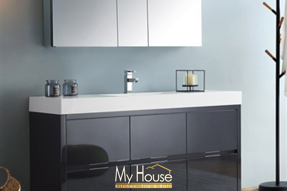 Fresca 60 Senza Valencia Dark Slate Gray Vanity