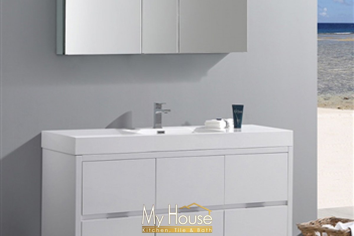 Fresca 60 Senza Valencia Glossy White Vanity