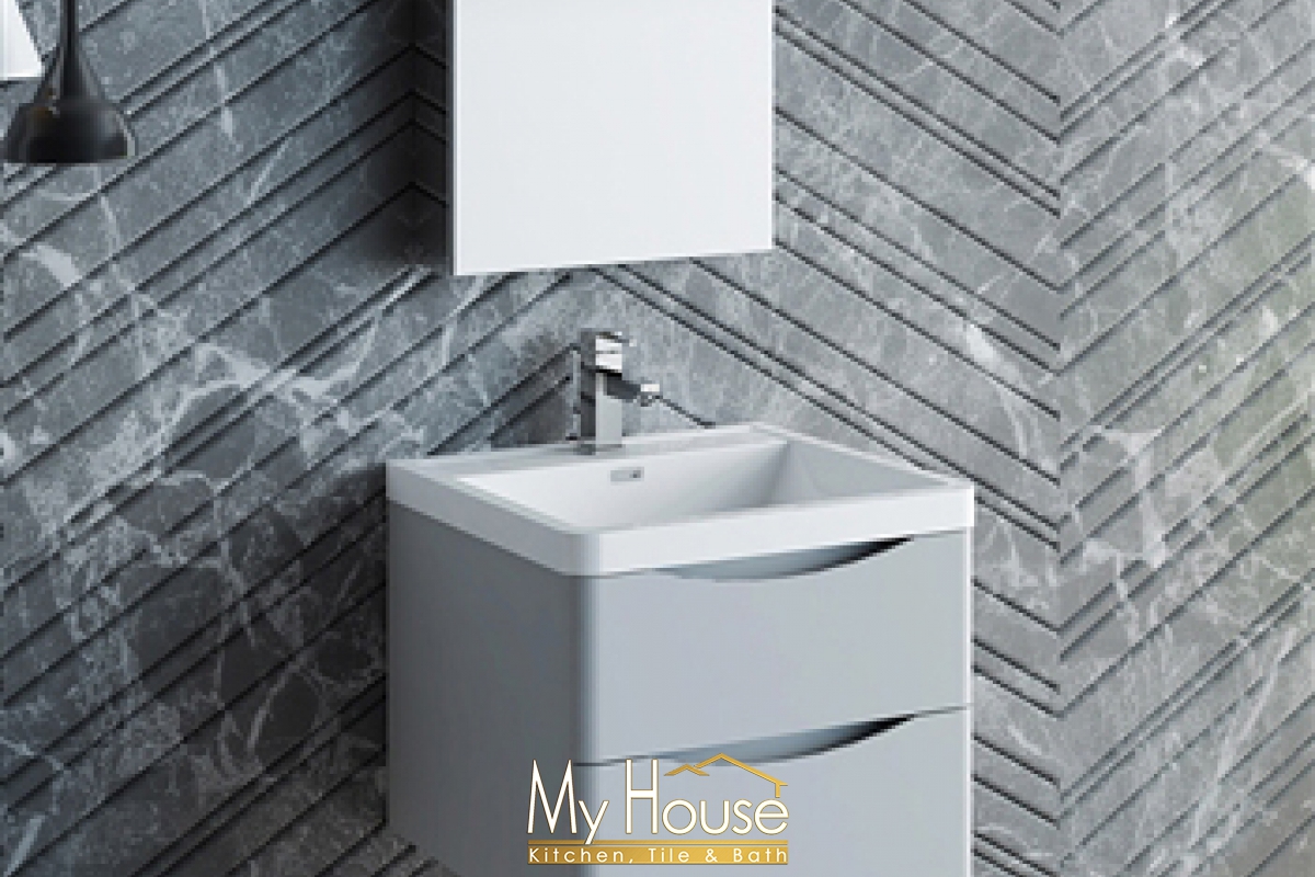 Fresca 24 Floating Senza Tuscany Glossy Gray Vanity