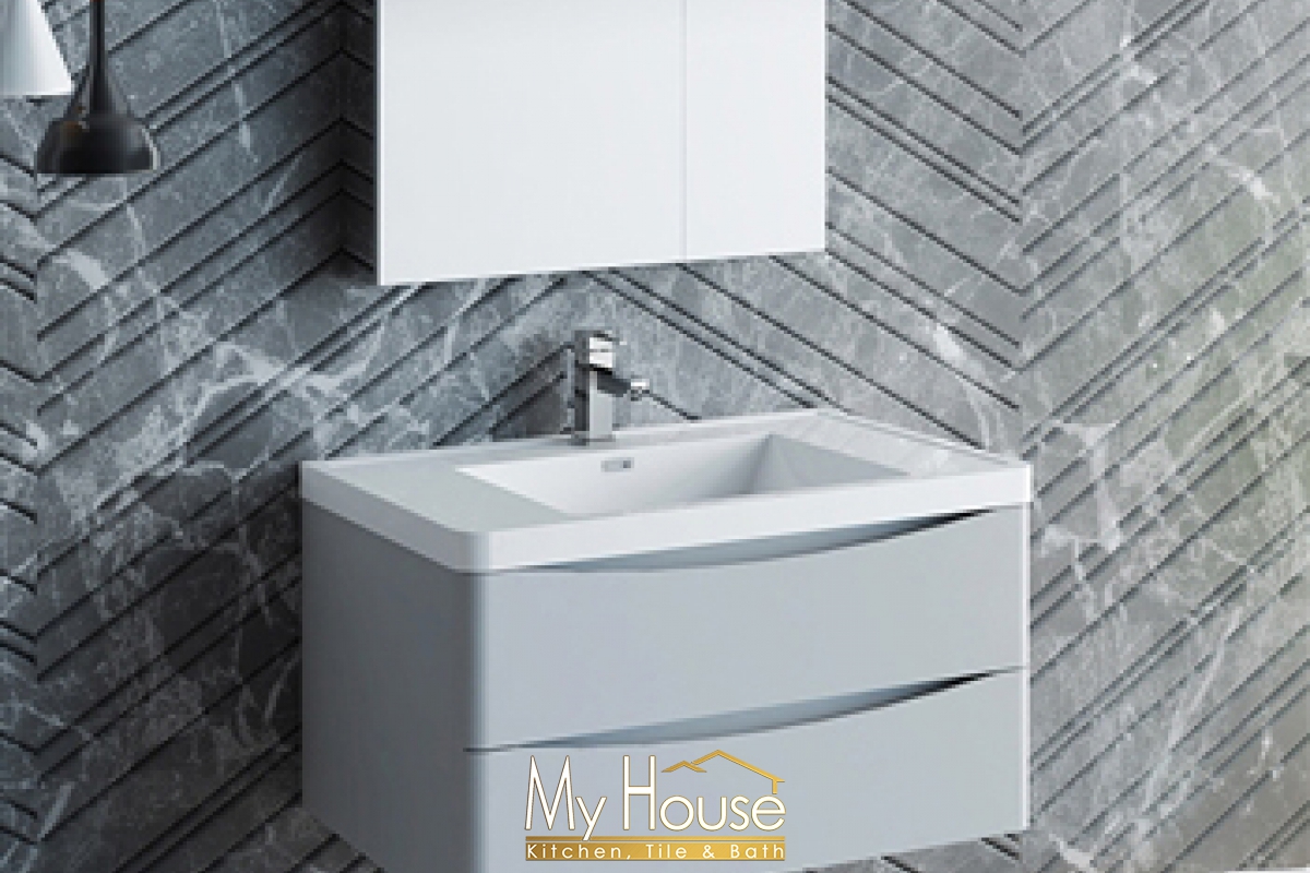 Fresca 32 Floating Senza Tuscany Glossy Gray Vanity