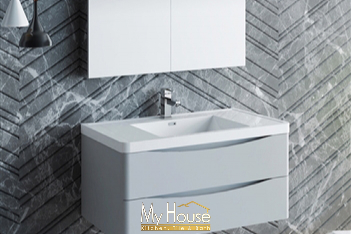 Fresca 40 Floating Senza Tuscany Glossy Gray Vanity