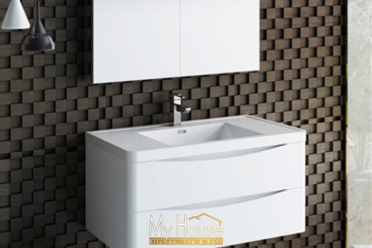 Fresca 40 Floating Senza Tuscany Glossy White Vanity