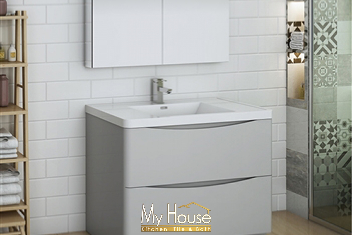 Fresca 40 Senza Tuscany Glossy Gray Vanity