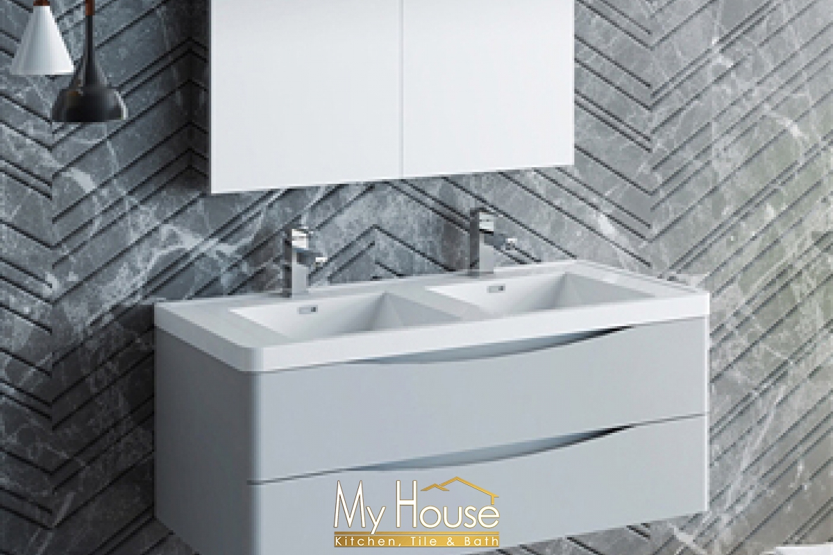 Fresca 48 Double Floating Senza Tuscany Glossy Gray Vanity