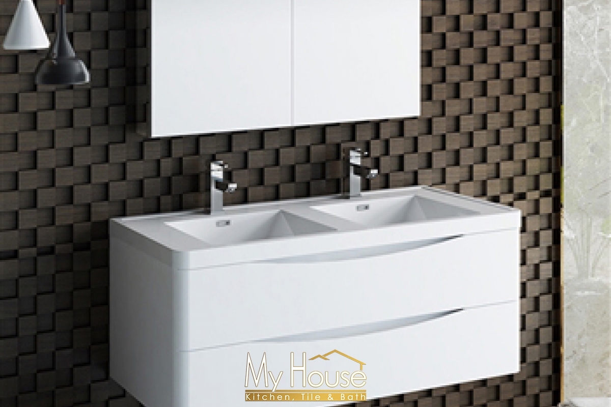 Fresca 48 Double Floating Senza Tuscany Glossy White Vanity