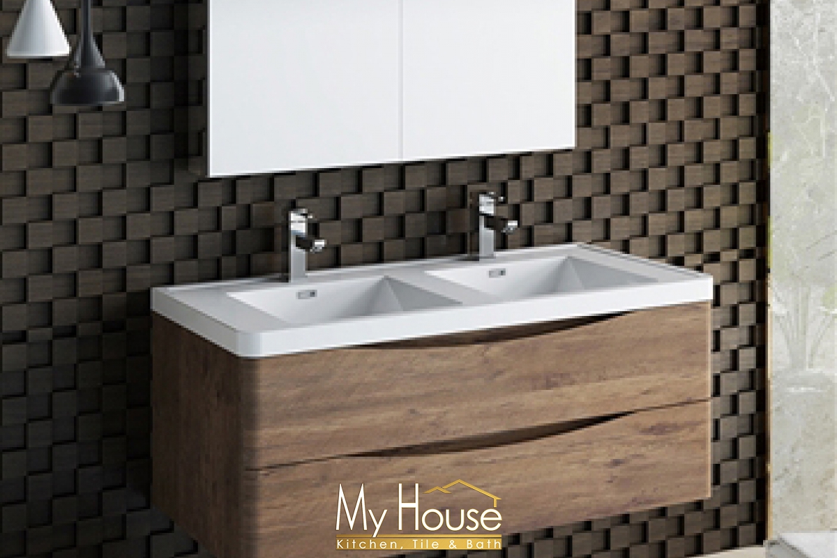 Fresca 48 Double Floating Senza Tuscany Rosewood Vanity