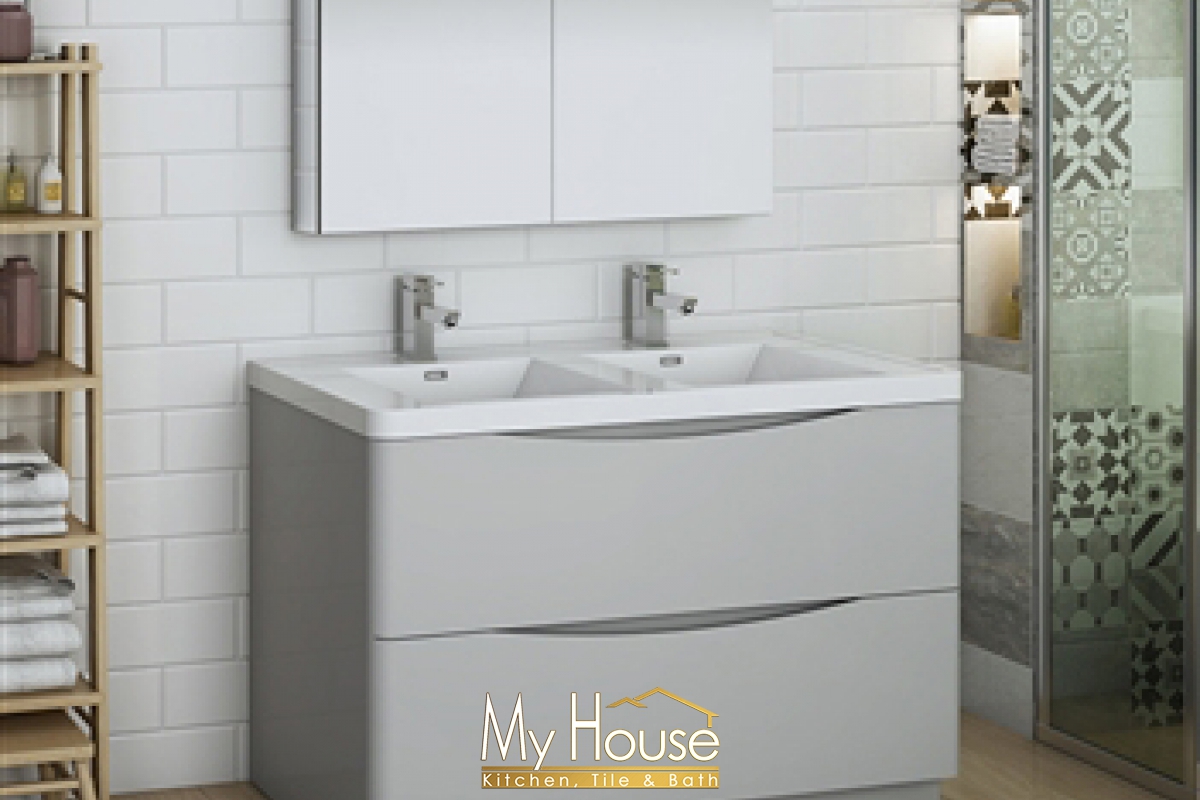 Fresca 48 Double Senza Tuscany Glossy Gray Vanity