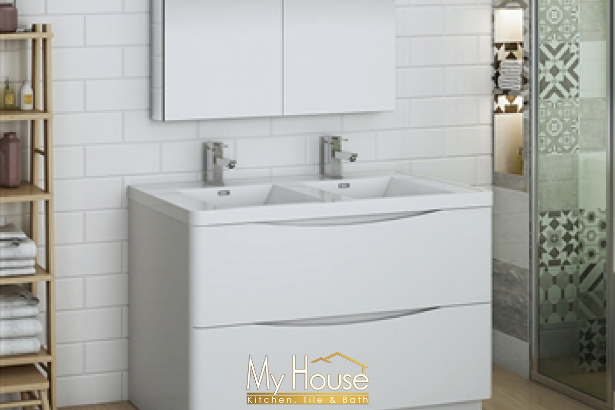 Fresca 48 Double Senza Tuscany Glossy White Vanity