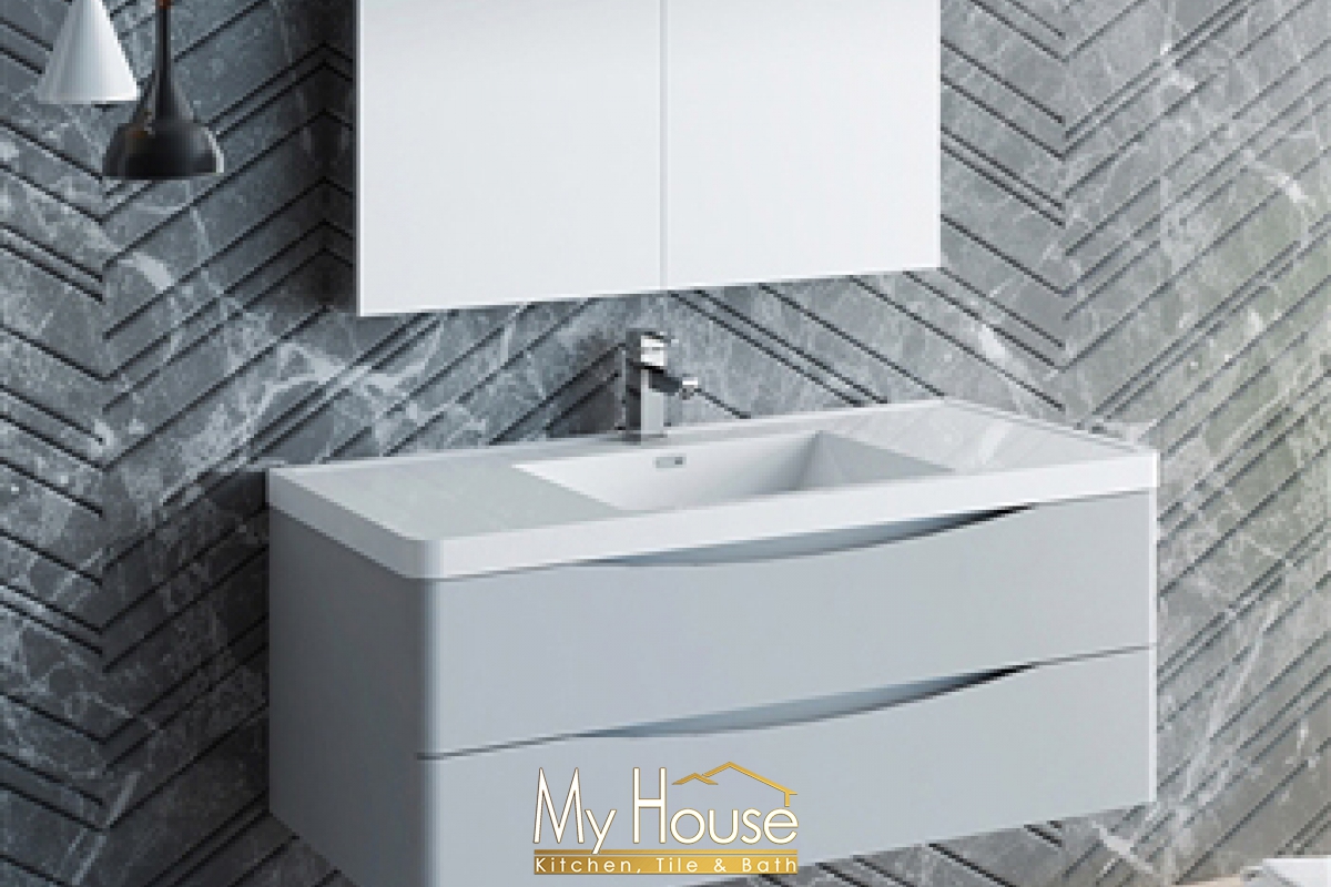 Fresca 48 Floating Senza Tuscany Glossy Gray Vanity