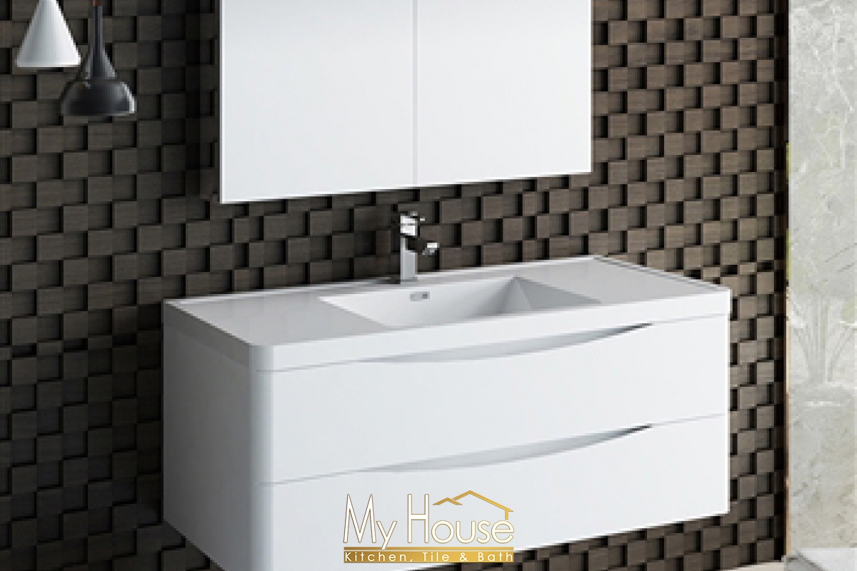 Fresca 48 Floating Senza Tuscany Glossy White Vanity