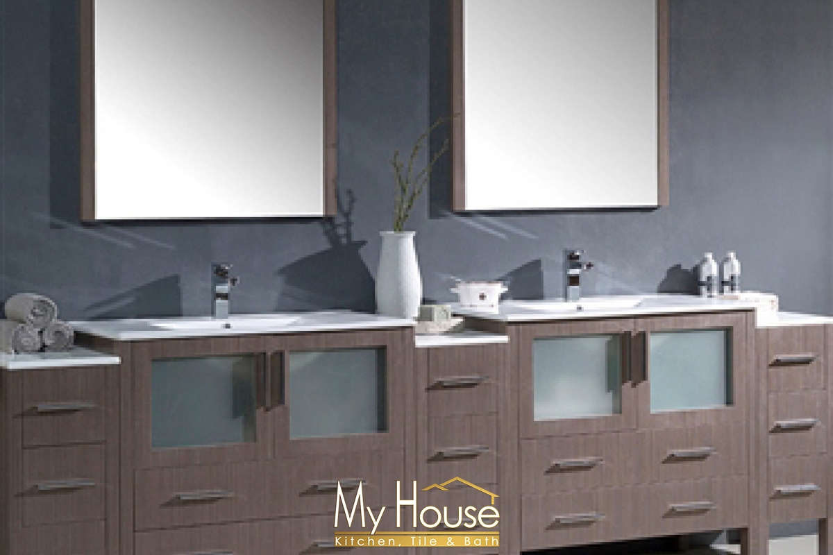 Fresca 108 Double Torino Gray Oak Vanity