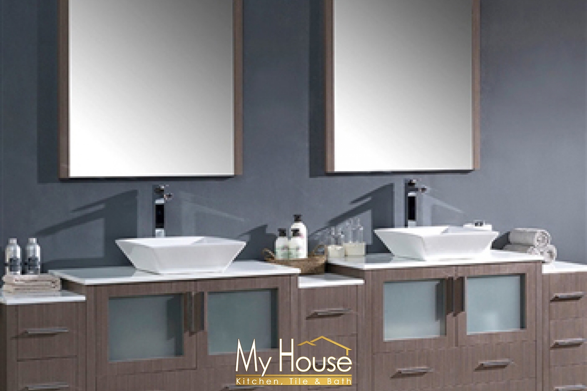 Fresca 108 Double Vessel Torino Gray Oak Vanity