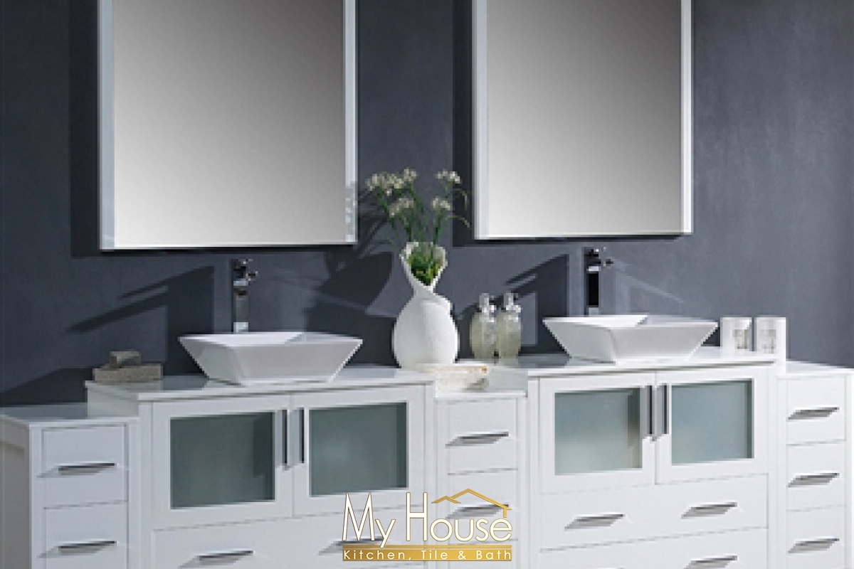 Fresca 108 Double Vessel Torino White Vanity