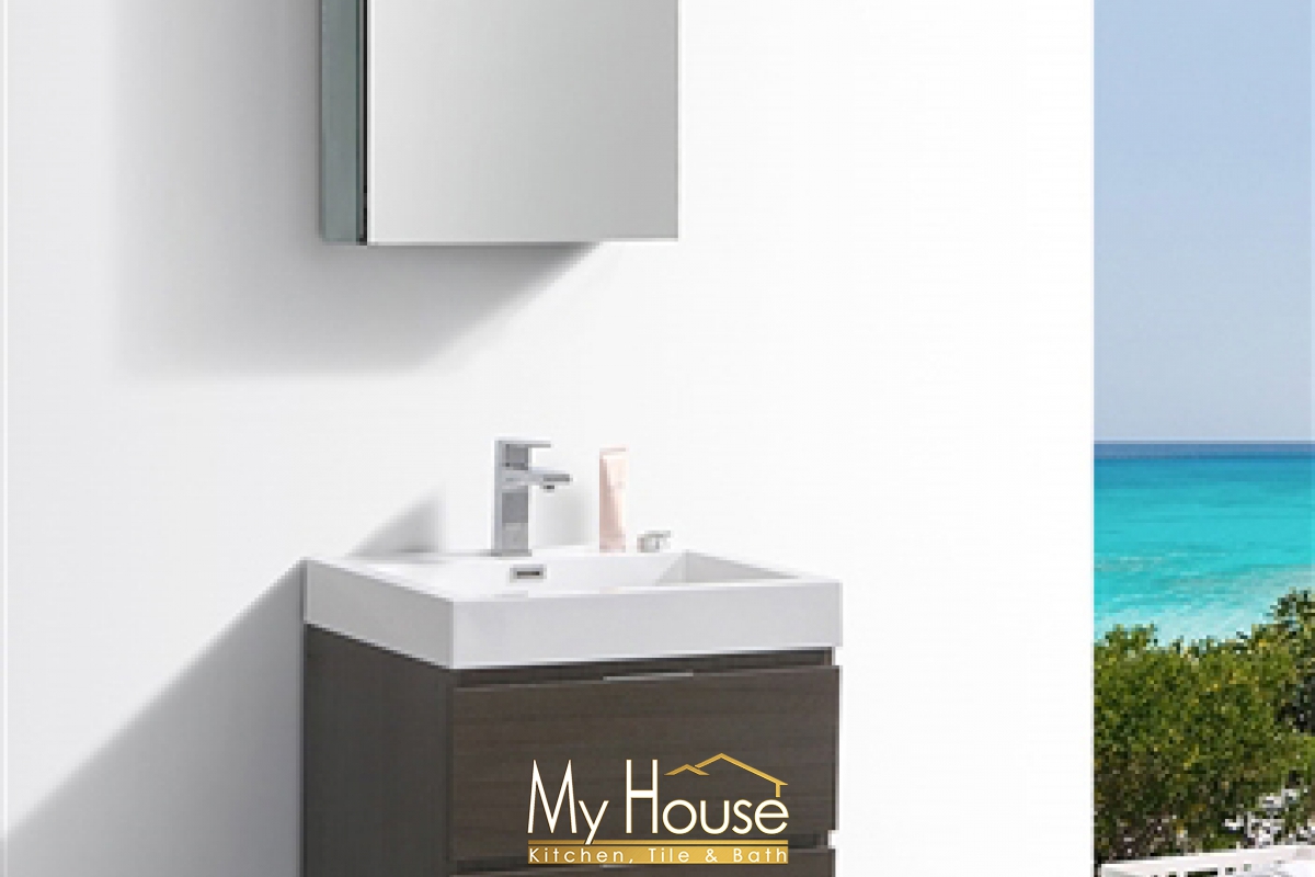 Fresca 24 Floating Senza Valencia Gray Oak Vanity