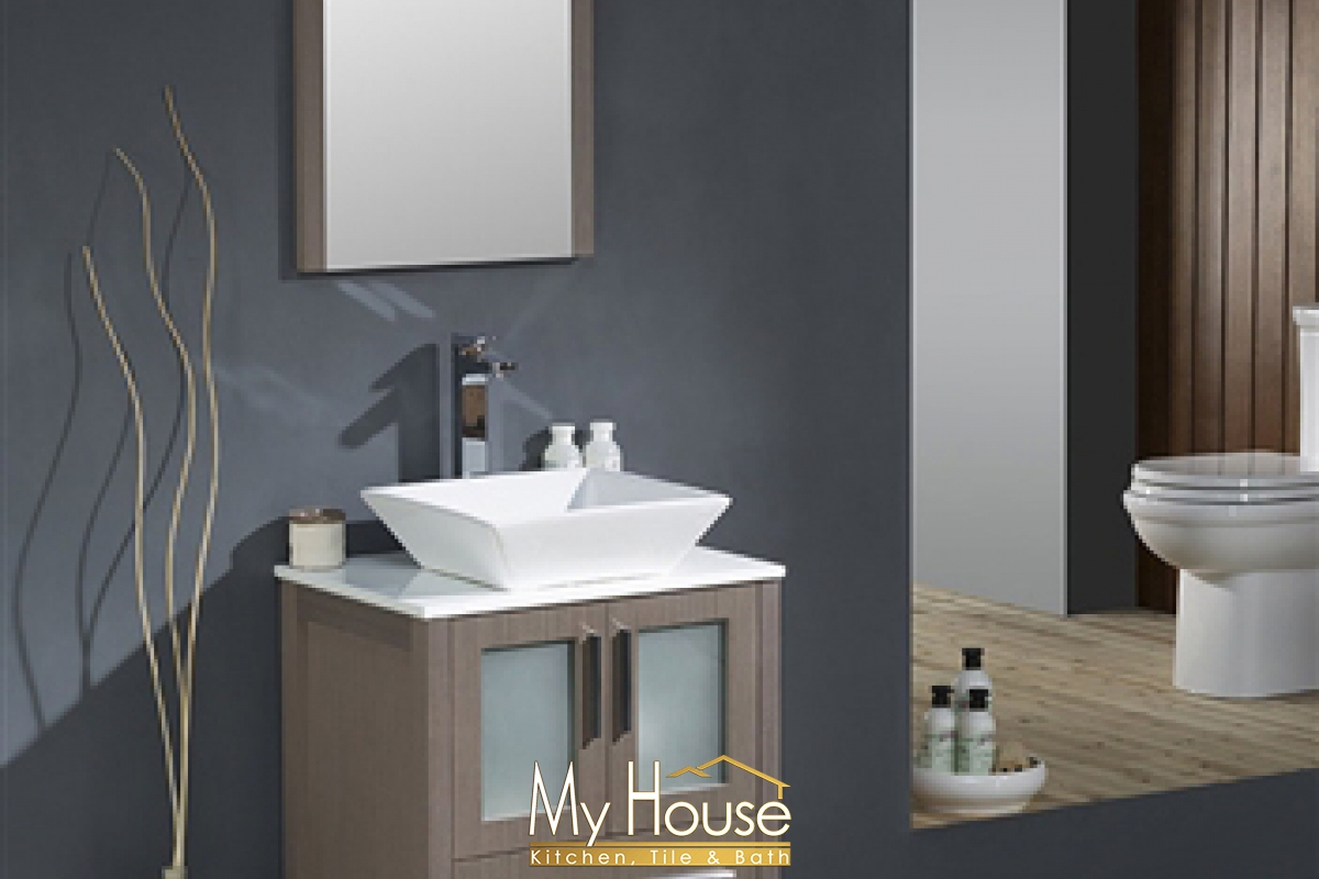 Fresca 24 Vessel Torino Gray Oak Vanity