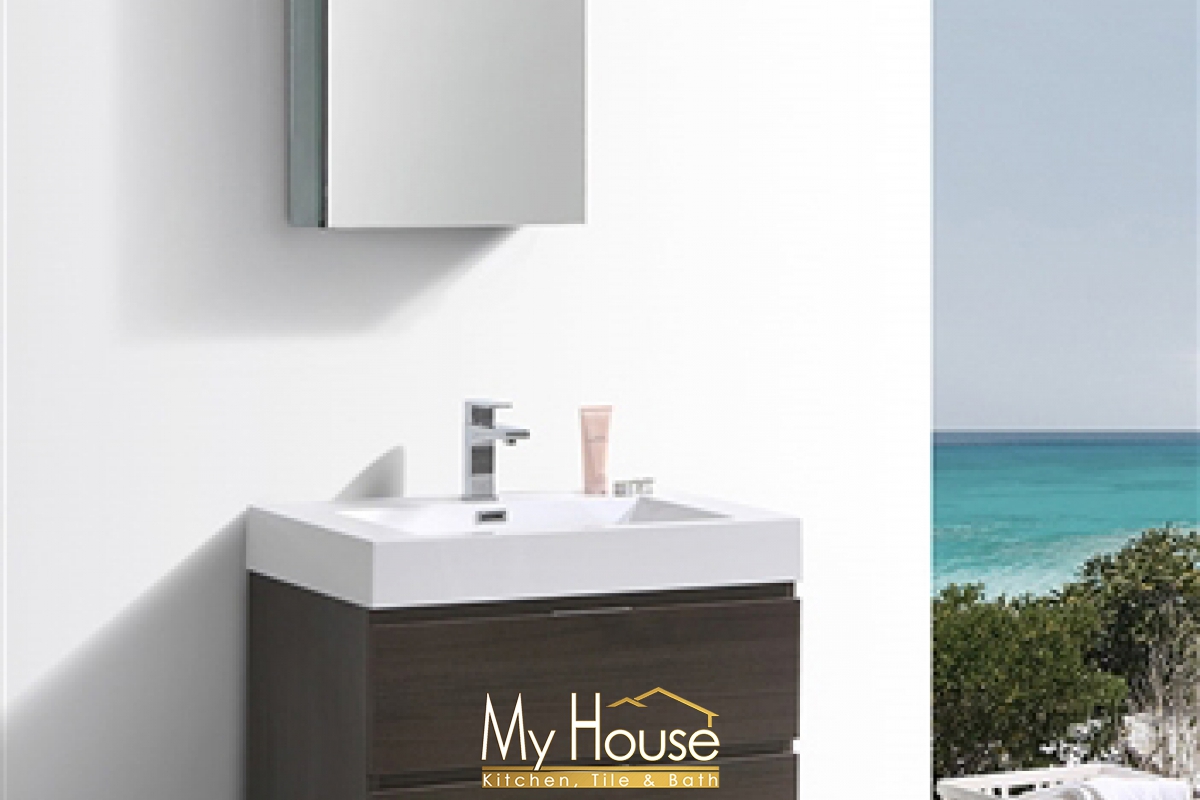 Fresca 30 Floating Senza Valencia Gray Oak Vanity