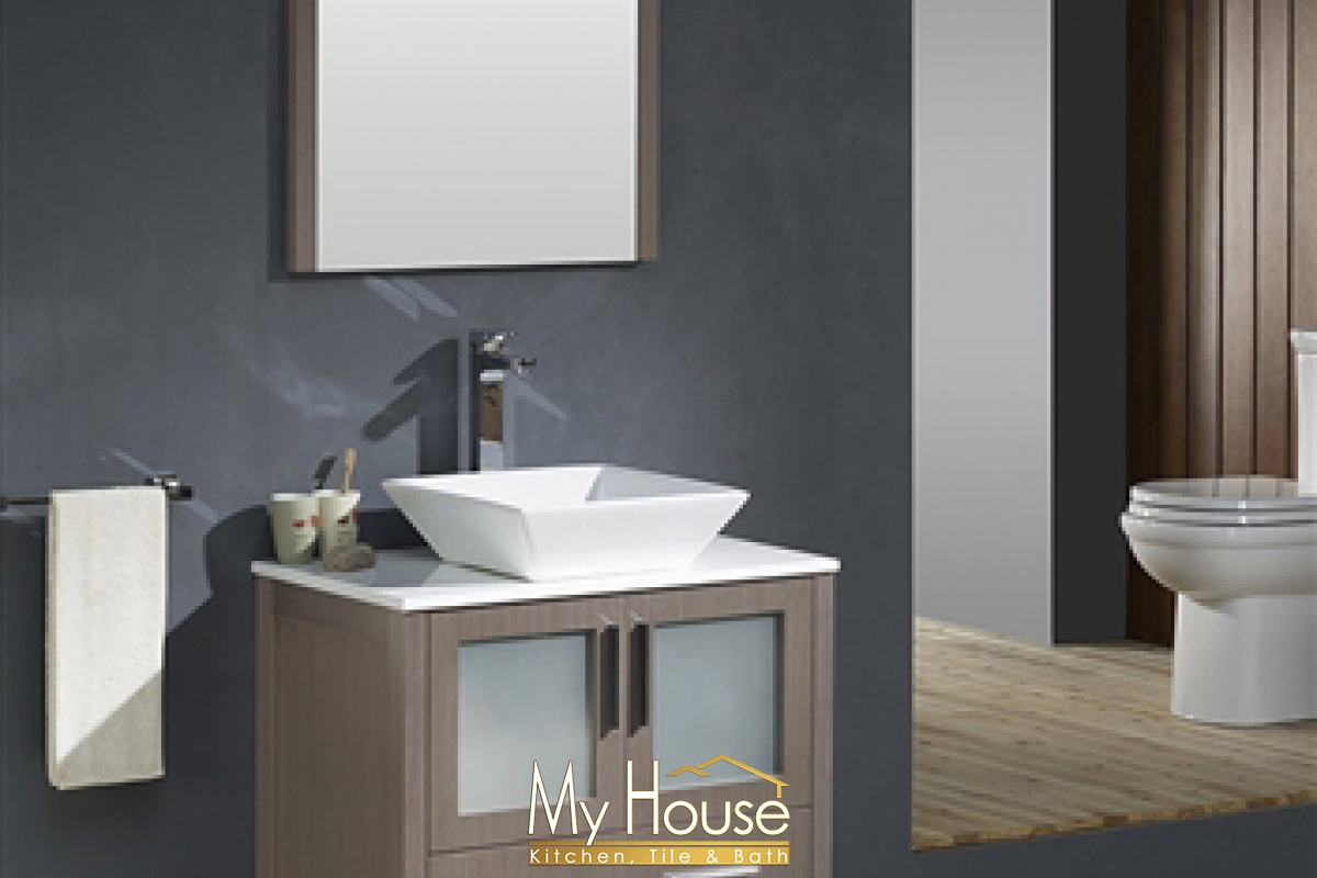 Fresca 30 Vessel Torino Gray Oak Vanity