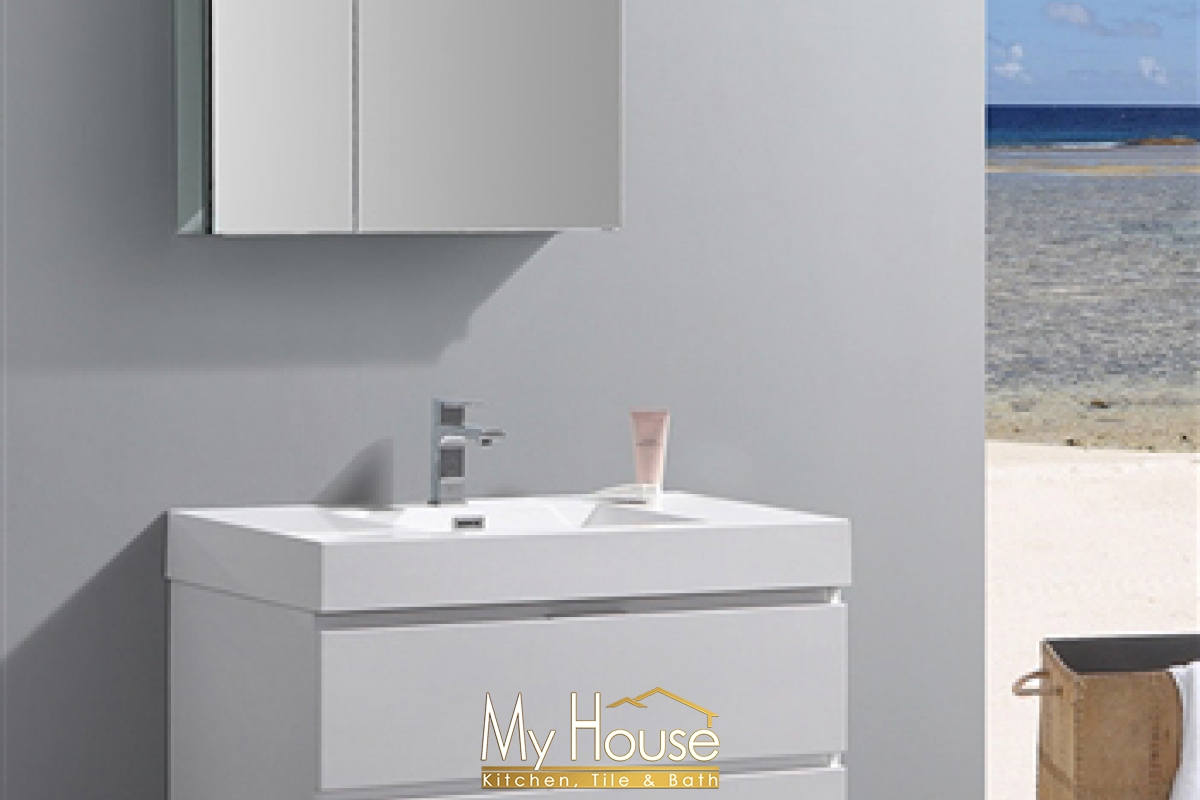 Fresca 36 Floating Senza Valencia Glossy White Vanity