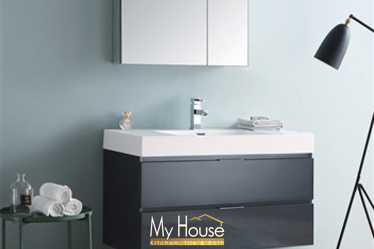Fresca 40 Floating Senza Valencia Dark Slate Gray Vanity
