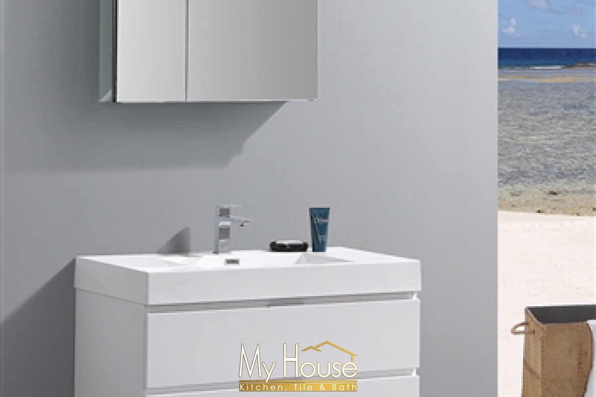 Fresca 40 Floating Senza Valencia Glossy White Vanity