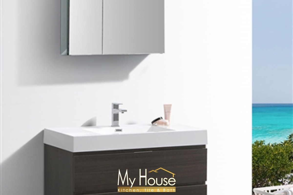 Fresca 40 Floating Senza Valencia Gray Oak Vanity