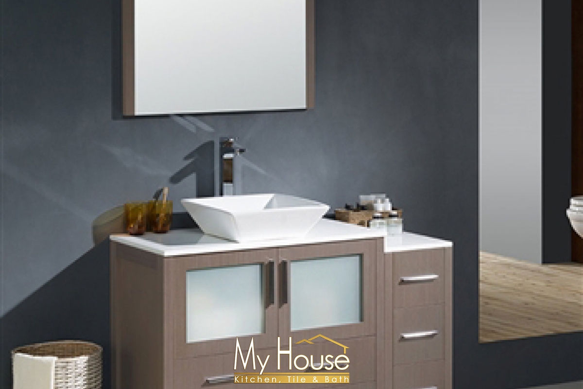 Fresca 48 (a) Vessel Torino Gray Oak Vanity
