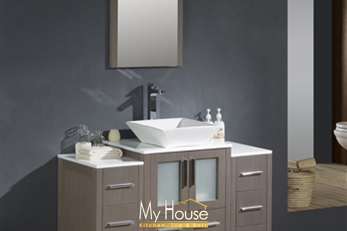Fresca 48 (b) Vessel Torino Gray Oak Vanity