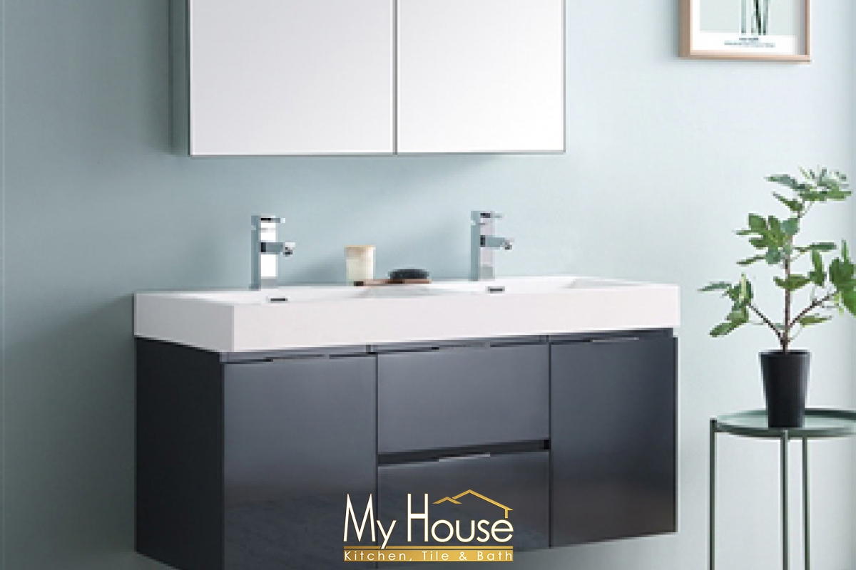 Fresca 48 Double Floating Senza Valencia Dark Slate Gray Vanity