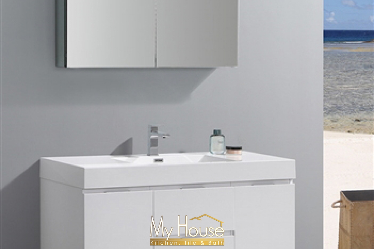 Fresca 48 Floating Senza Valencia Glossy White Vanity