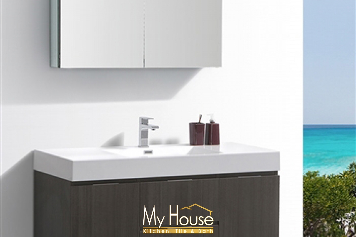 Fresca 48 Floating Senza Valencia Gray Oak Vanity