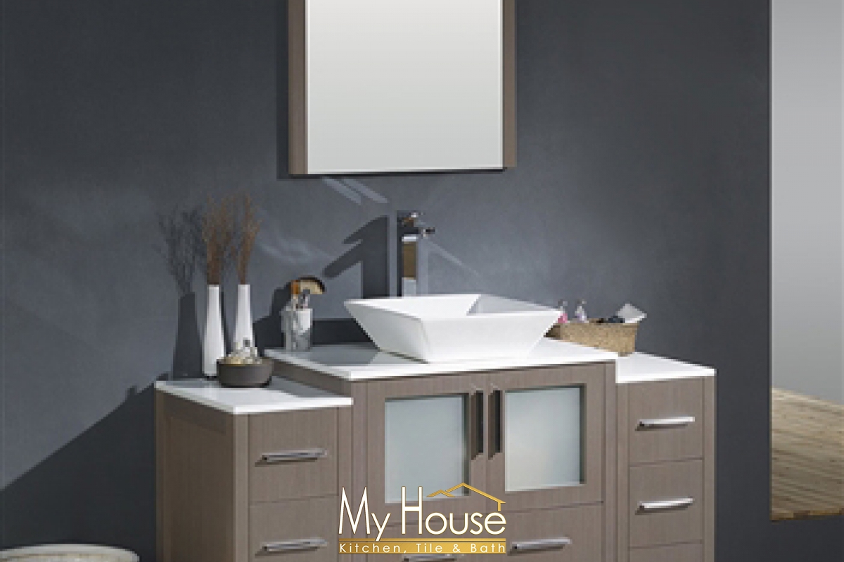 Fresca 54 Vessel Torino Gray Oak Vanity