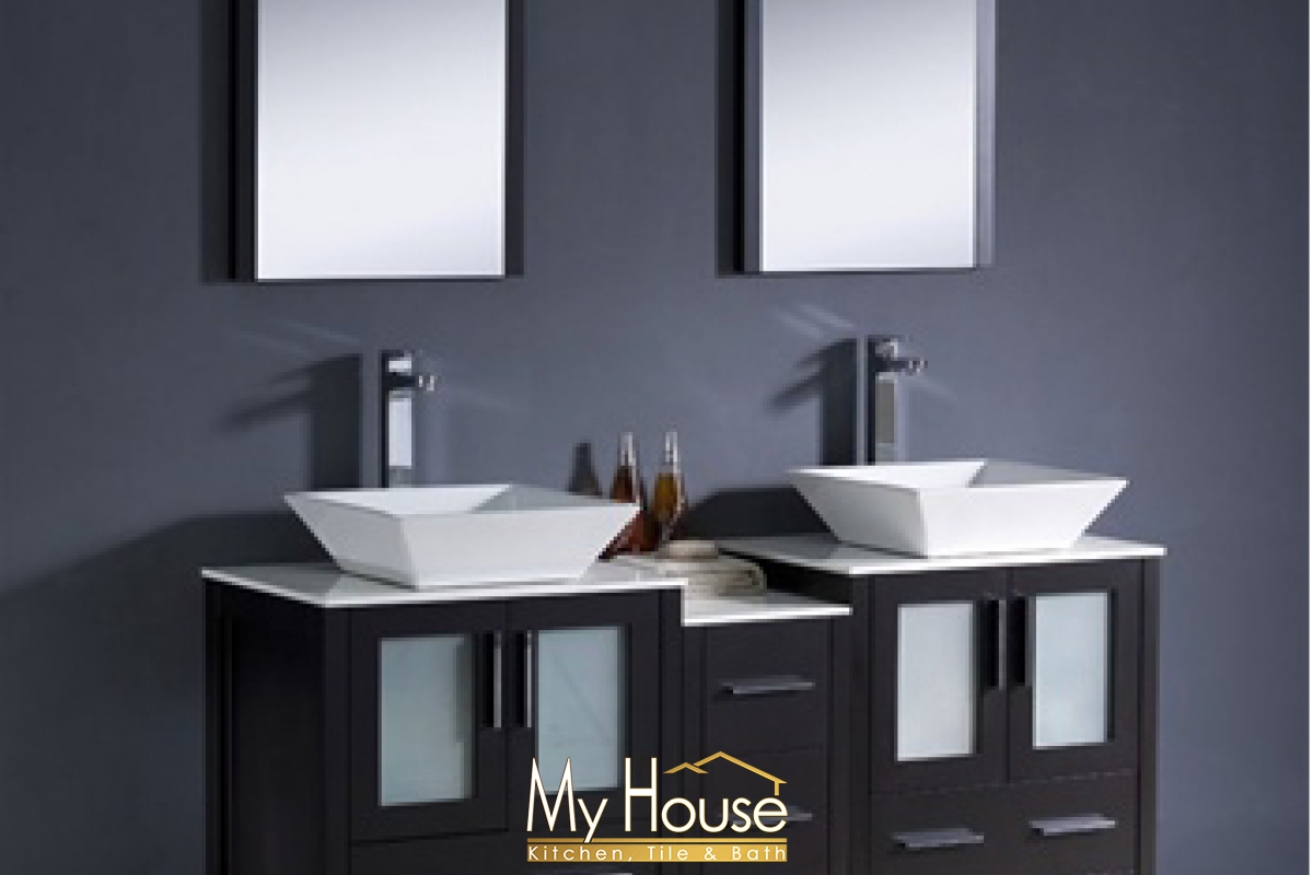 Fresca 60 (b) Double Vessel Torino Espresso Vanity