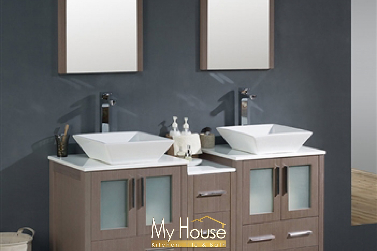Fresca 60 Double Vessel Torino Gray Oak Vanity