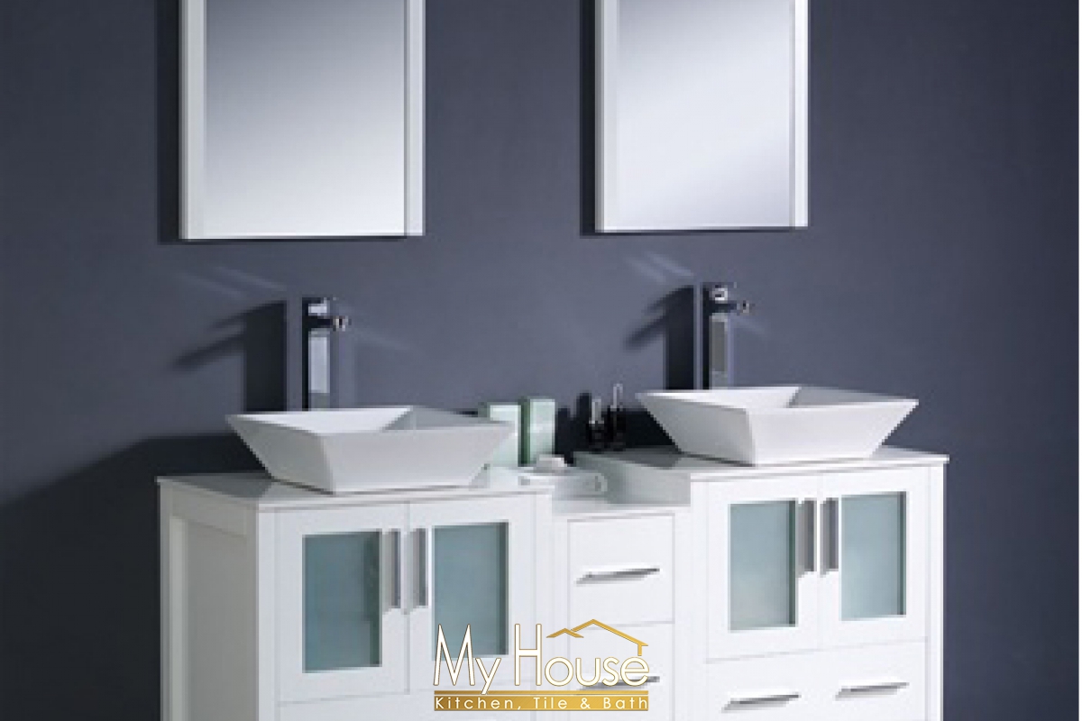 Fresca 60 Double Vessel Torino White Vanity