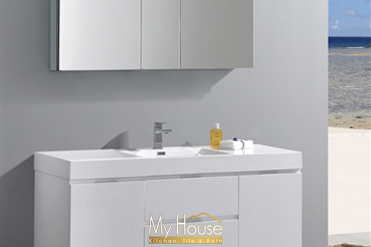 Fresca 60 Floating Senza Valencia Glossy White Vanity