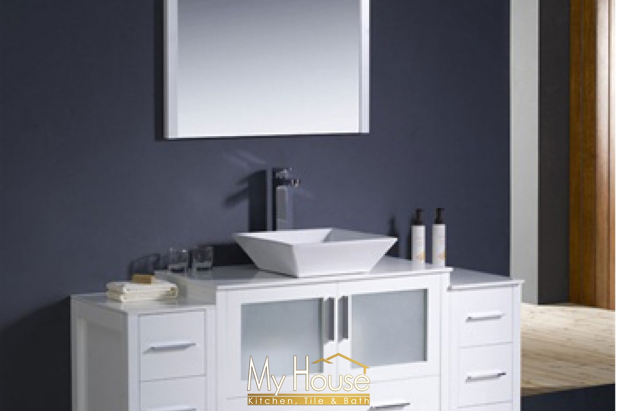 Fresca 60 Vessel Torino White Vanity