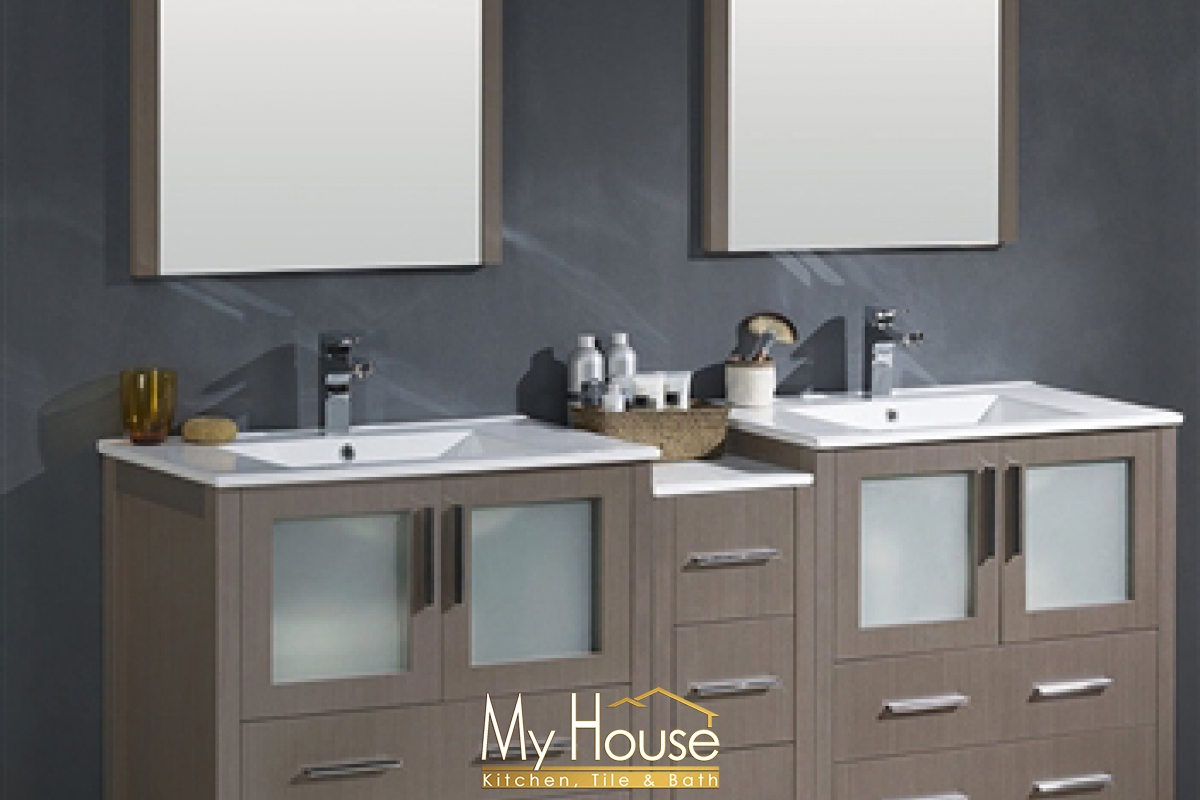 Fresca 72 Double Torino Gray Oak Vanity