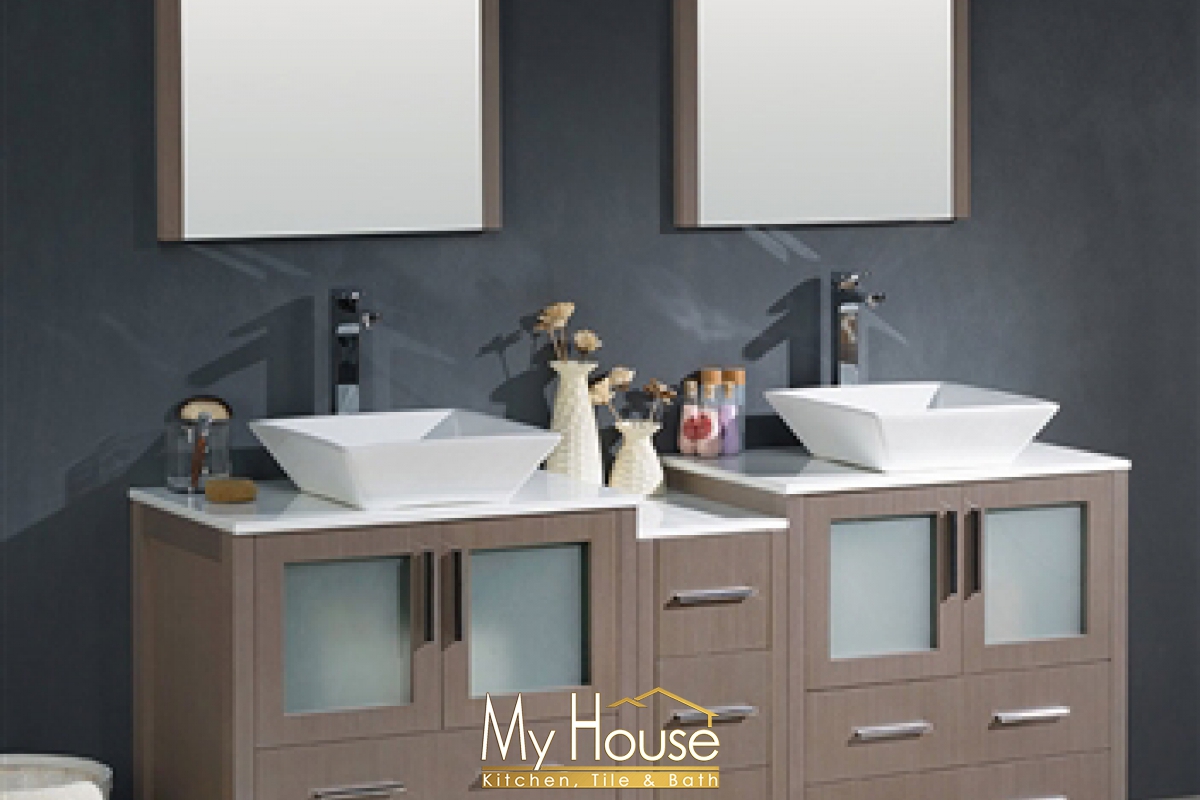 Fresca 72 Double Vessel Torino Gray Oak Vanity