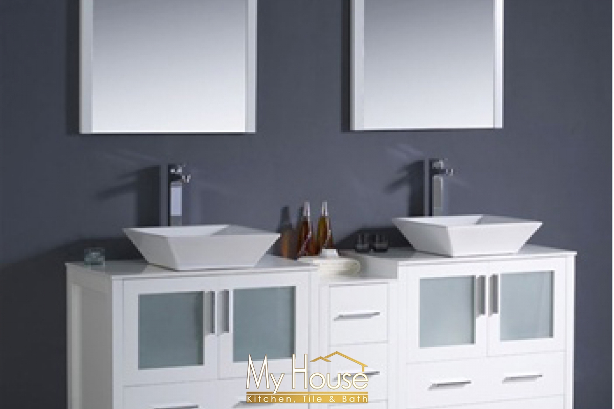 Fresca 72 Double Vessel Torino White Vanity