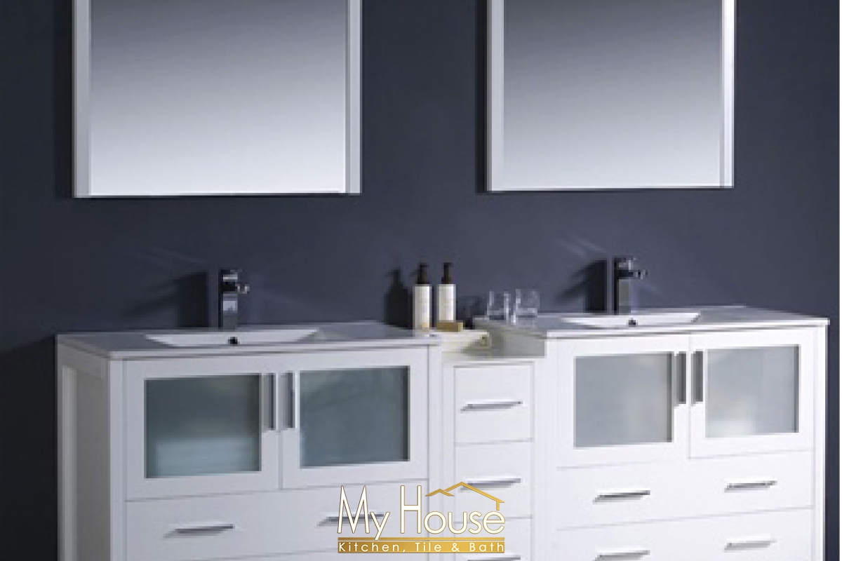 Fresca 84 (a) Double Torino White Vanity