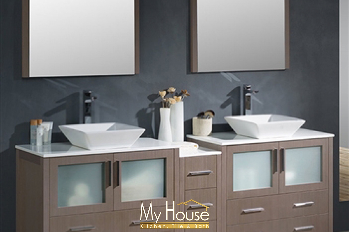 Fresca 84 (a) Double Vessel Torino Gray Oak Vanity