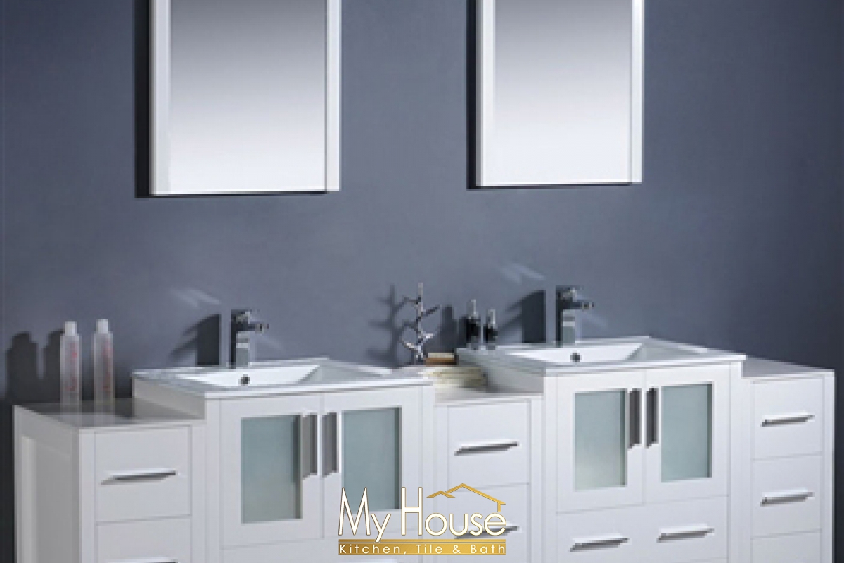 Fresca 84 (b) Double Torino White Vanity