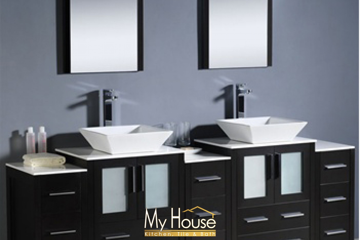 Fresca 84 (b) Double Vessel Torino Espresso Vanity
