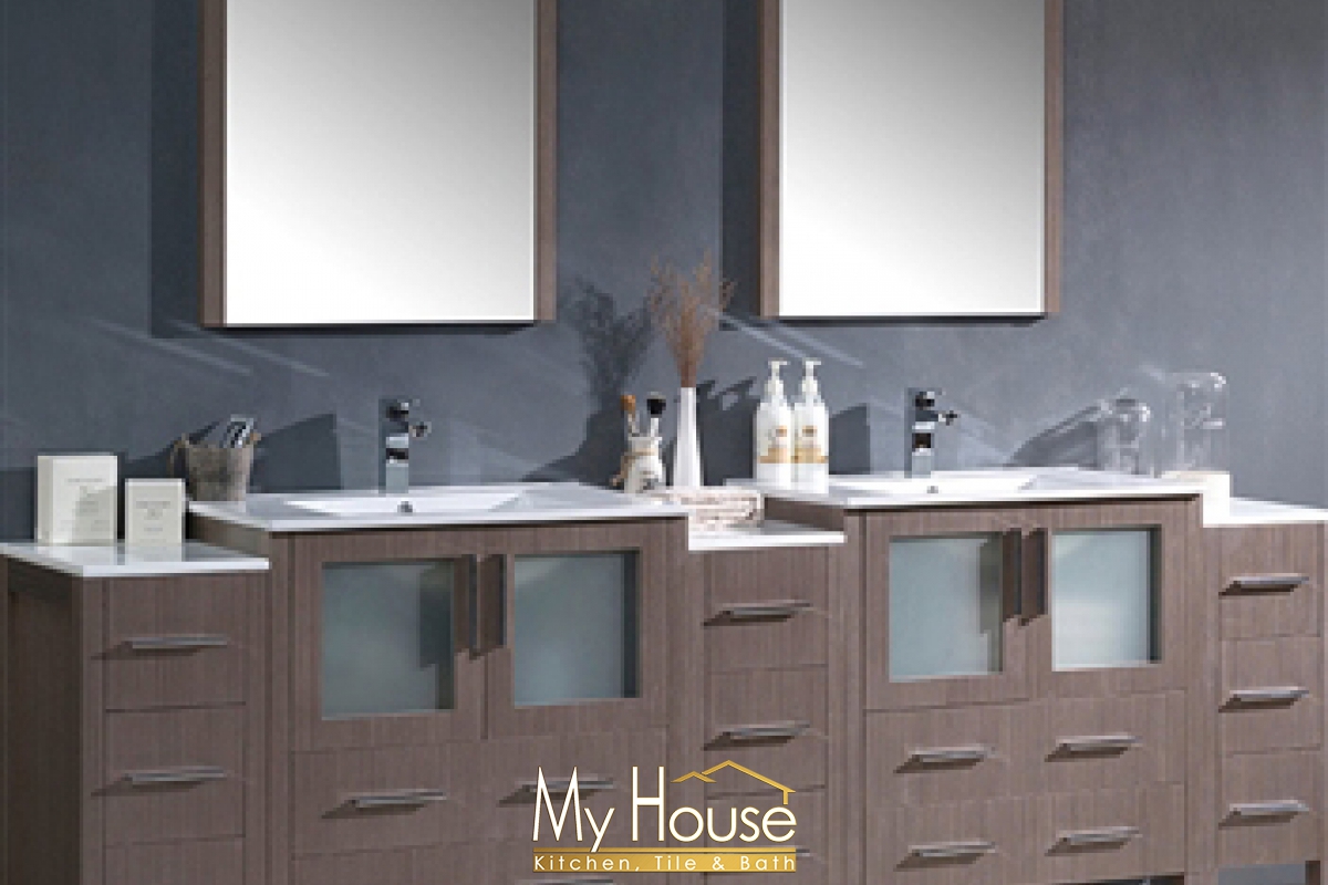 Fresca 96 Double Torino Gray Oak Vanity